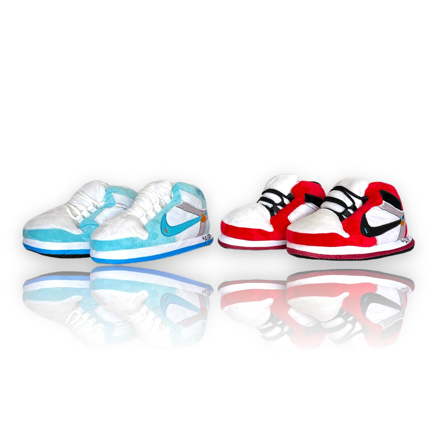 red and baby blue jordan sneaker slippers for men and women