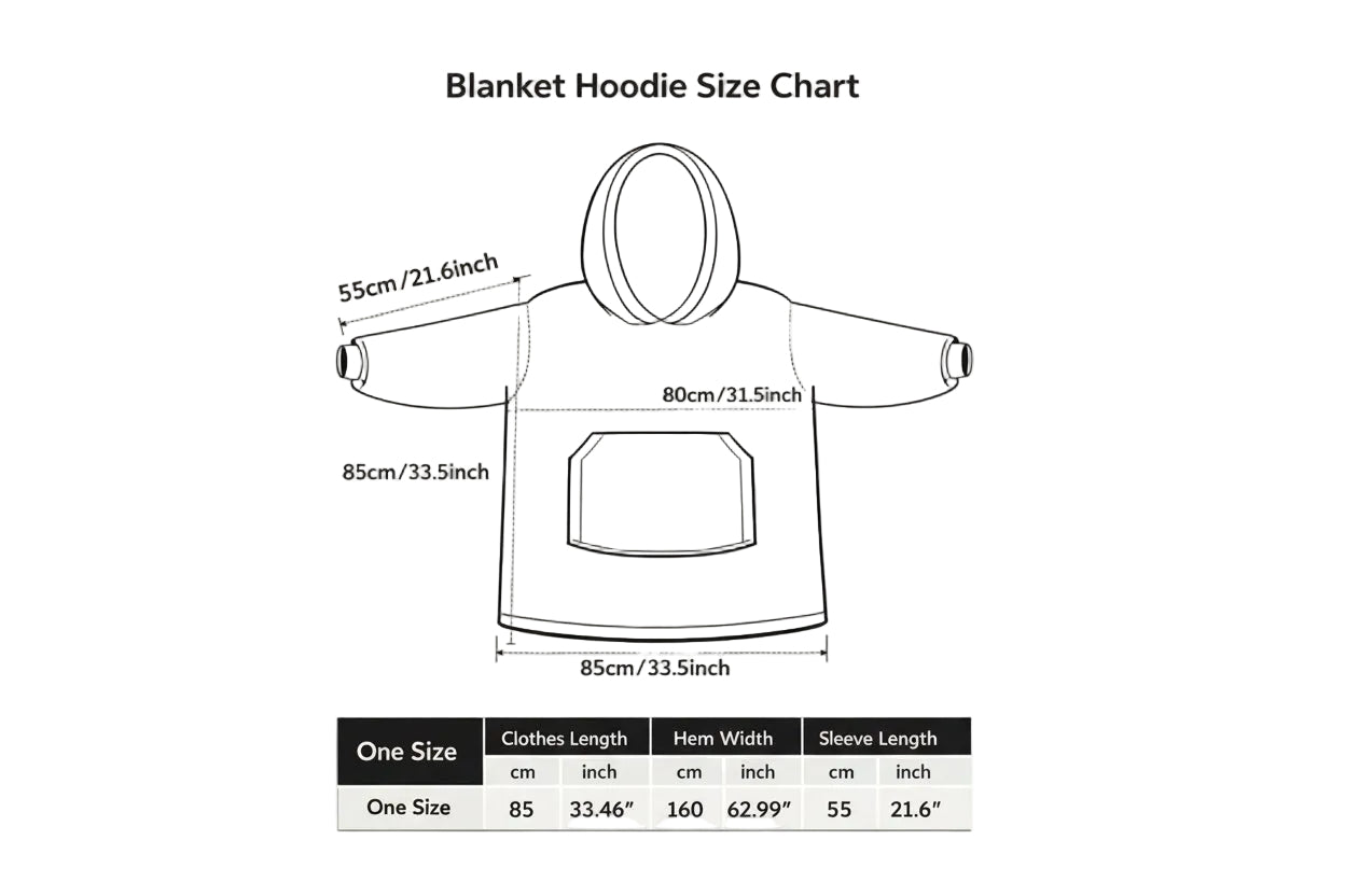 Blanket hoodie size chart