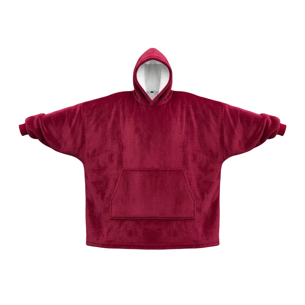Blanket Hoodie Wine red - Sherpa lining - Wearable Blanket shown in a studio shot