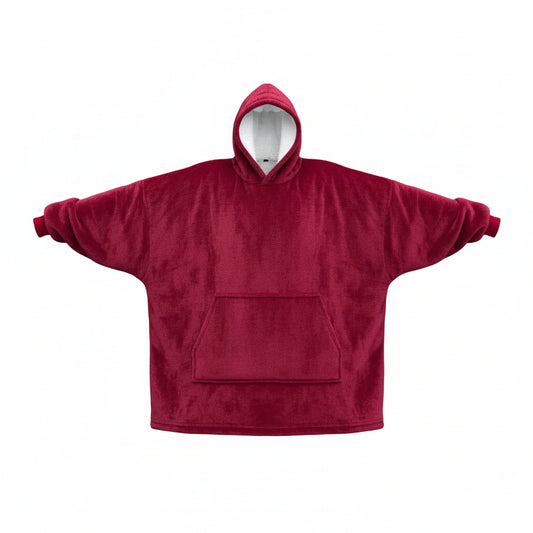 Blanket Hoodie Wine red - Sherpa lining - Wearable Blanket shown in a studio shot